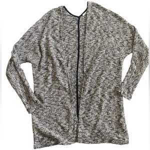 American Eagle Marled Black and White Open-Front Drapey Cardigan